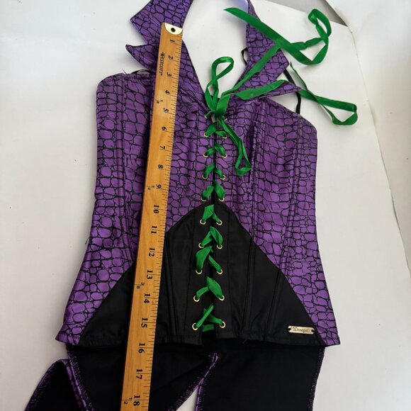 DC Comics The Joker Lace up Halter Top Small Purple Green Corset Costume Cosplay - Picture 9 of 12